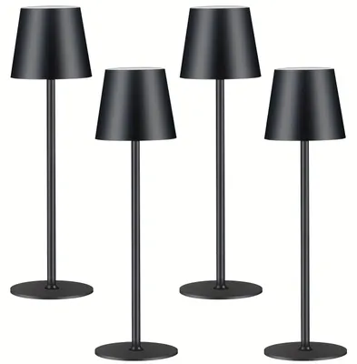 Zdjęcie produktu dla Lampa stołowa bezprzewodowa - lampa LED - oświetlenie biurkowe - lampka nocna - lampa ładowalna - zestaw 4 sztuki, kolor czarny
