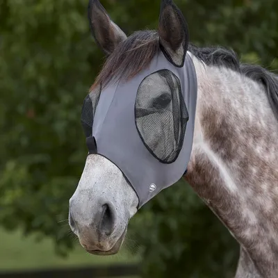 Image de Weatherbeeta masque anti-mouches stretch avec protection des oreilles - gris/noir