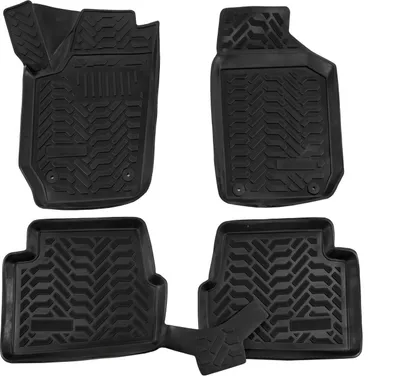 Image de Tapis De Sol en Caoutchouc 3D Compatible avec Skoda Fabia 2 2007-2014 4pcs, Bord Haut, Inodore, Noir, Antidérapant, Toutes Saisons