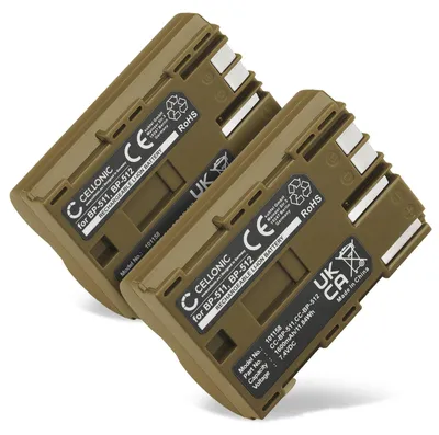 Immagine prodotto di CELLONIC 2x Batteria per Fotocamera Compatibile con Canon EOS 40D, EOS 5D, PowerShot G5, BP-511 – (1600mAh, 7.4V)
