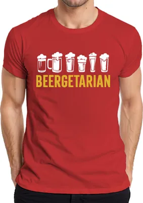 Produktbild von Beergetarian Bierliebhaber Geschenk Bierfan Craftbeer Kneipe Herren T-Shirt, Rot, XL