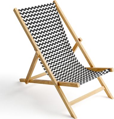 Holz Liegestuhl Klappbar Klappliegestuhl Sonnenliege Strandstuhl Wechselbezug Motiv Zig-Zag [119]