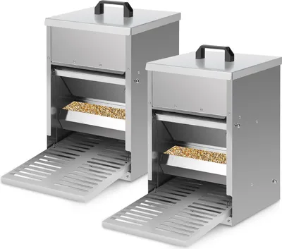 Image de Jopassy 2x Distributeur automatique d'aliments pour poules avec marchepied - Distributeur automatique d'aliments pour poules, oies et canards, capacité 5KG, étanche et résistant aux rats