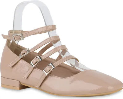 Produktbild von VAN HILL Damen Riemchenballerinas Ballerinas Eckige Riemchen-Schuhe 841181, Farbe: Beige, Größe: 39