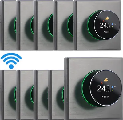 Produktbild von 10X WIFI Smart Thermostat, Digital LCD Raumthermostat Farbbildschirm Wandthermostat Fussbodenheizung fuer 3A Warmwasserbereitung mit Hintergrundbeleuchtung/Temperatur/Sensor/Zeittemperaturkalibrierung,Grau