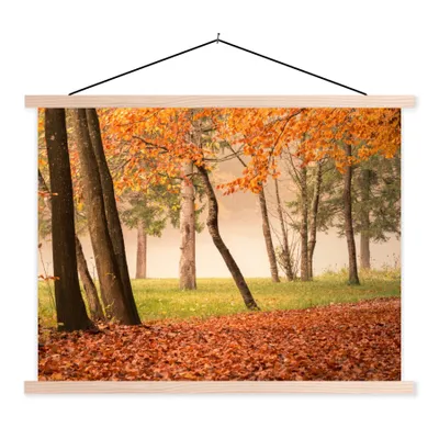 Produktbild von MuchoWow® Textilposter Blätter - Herbst - Wald 40x30 cm mit holzfarbenen Rahmen - Bilder