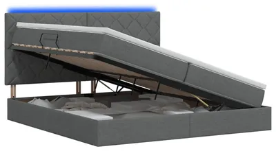 Produktbild von LED-Speicherbett mit Matratze Dunkelgrau 200 x 200 cm Stoff
