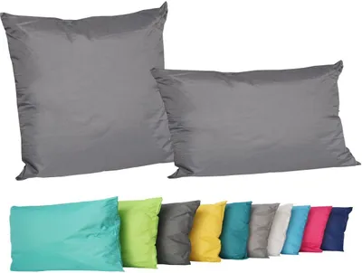 Produktbild von 2er Set Outdoor Lounge Kissen Set 45x45cm + 30x50cm Dekokissen Inkl. Füllung Wasserfest Sitzkissen Garten Lotus Effekt, Farbe:Anthrazit