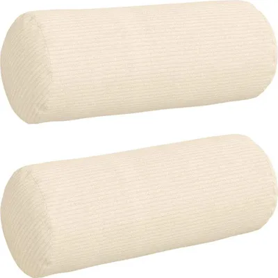 Image de vidaXL Coussins de traversin 2 pièces Crème Ø 15 x 40 cm Velours côtelé