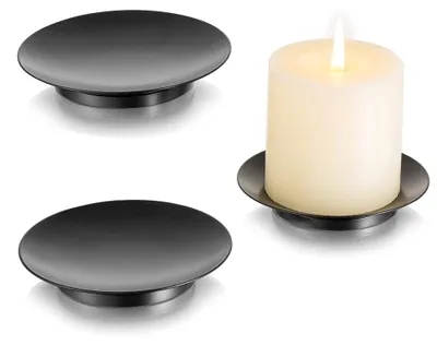 3er-Set schwarze Metall-Kerzenteller, 10,8 cm, für Teelichter