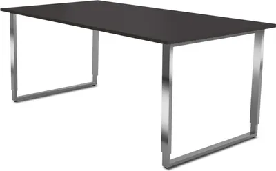 Produktbild von Kerkmann Yukon höhenverstellbarer Schreibtisch anthrazit rechteckig, Kufen-Gestell silber 180,0 x 80,0 cm
