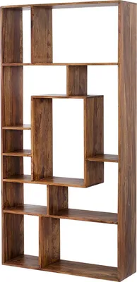 Produktbild von Massives Bücherregal CUBUS 180cm braun Sheesham stone finish einzigartige Maserung