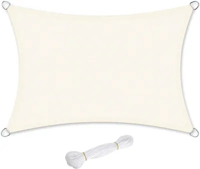 Image de SONGMICS Tente d'ombrage 3 x 4 m en HDPE, protection solaire, protection UV, perméable à l'air, respirante, perméable à l'eau, blanc cassé GSS034M01