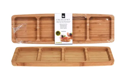 Produktbild von Excellent Houseware - Snack-Tablett aus Bambus - 4 Fächer 8719202214093 - 8719202214093