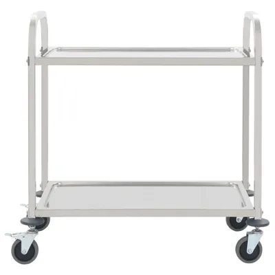 Zdjęcie produktu dla vidaXL 2-poziomowy wózek do serwowania 96,5 x 55 x 90 cm stal nierdzewna