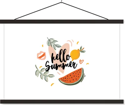 Produktbild von MuchoWow® Textilposter Zitrone - Wassermelone - Sommer 150x100 cm mit schwarzem Rahmen - Schlafzimmer