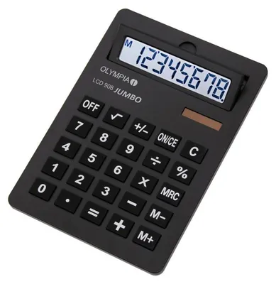 Produktbild von Olympia LCD 908 Jumbo, Desktop, Display-Rechner, 8 Ziffern, Display klappbar, Batterie/Solar, Schwarz