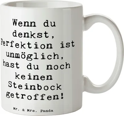 Produktbild von Mr. & Mrs. Panda Becher Spruch Steinbock Perfektion - Weiß - Geschenk, Humor, Pott, Sternzeichen, Perfektionismus, Kaffeebecher, Horoskop, Tierkreiszeichen, Keramikbecher