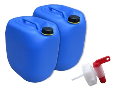Produktbild von 2 x 30 Liter Kanister Wasserkanister Campingkanister blau + Auslaufhahn