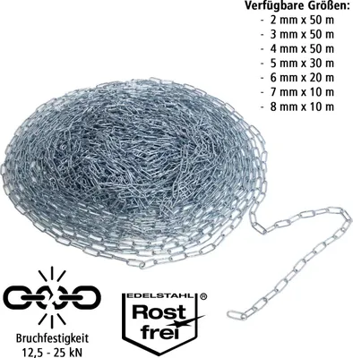 Produktbild von Metallkette Kohlenstoffstahl -Maße:4mm x 50m