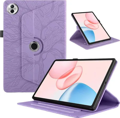 Produktbild von Für Honor Pad 10 360 Grad Rotation Baum Muster Kunstleder Hülle Tasche Lila