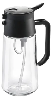 Produktbild von 500 ml Ölzerstäuber aus Glas, 2-in-1 Ölspender zum Sprühen und Ausgießen, lebensmittelechte Sprühflasche für Airfryer, Kochen, Salat und Grillen，Black