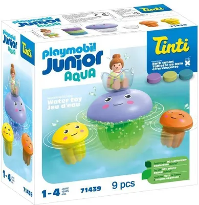 Image de Jouet de Bain PLAYMOBIL Junior Famille de Méduses, Aqua Tinti, 12 Mois+, Avec Tablettes de Bain Fraise