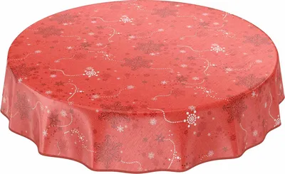 Produktbild von Tischdecke Wachstuch Weihnachten Rot Robust Wasserabweisend Rund 140 cm