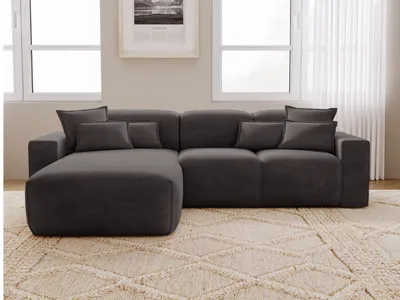 Produktbild von GrainGold Ecksofa L-Form Leni Links - Moderne Ecksofa, Wohnzimmer Sofa - Eckcouch Schwarz (Havana 753)