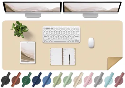 Image de Solidchoice - Grand tapis de bureau antidérapant en liège et en cuir, idéal pour le bureau et l'ordinateur portable