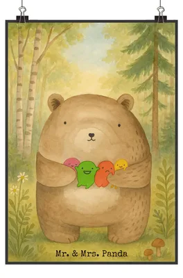 Produktbild von Mr. & Mrs. Panda Bild Bär Gefühl Design DIN A5 - Weiß - Geschenk, Durchgedreht, Wandbild, Teddy, Kunstdruck, drucke, Verrückt, wanddeko, Deko, Wahnsinn