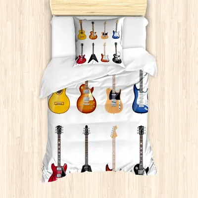 Produktbild von ABAKUHAUS Gitarre Mantele, Streichinstrumente Jazz, Milbensicher Allergiker geeignet mit Kissenbezügen, 135 cm x 200 cm - 80 x 80 cm, Mehrfarbig