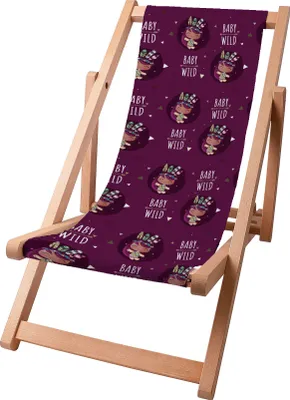 Produktbild von Dreamroots Kinder Liegestuhl klappbar Holz bis zu 130 kg, Sonnenliege klappbar mit 3-stufiger Neigungsregulierung der Rückenlehne, Baby Wild