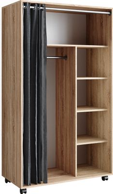 Vicco Kleiderschrank Doros, 100 x 168 cm offen, mit Rollen, Sonoma