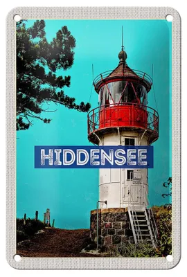 Produktbild von Blechschild Reise 12x18cm Hiddensee Leuchtturm Strand Meer Schild