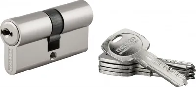 Obrázek produktu pro Zámek s dvojitou cylindrickou vložkou Trafic 6, 30x30 mm, nikl, proti vytažení, proti navrtání, redukovaný bit, 5 klíčů - THIRARD