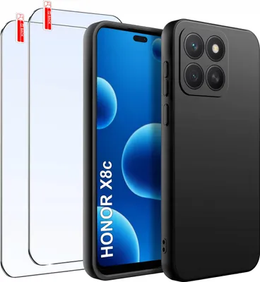 Zdjęcie produktu dla ZESTAW Etui do Honor X8C | Matowe Czarne Silikon Slim + 2 SZTUKI SZKŁO