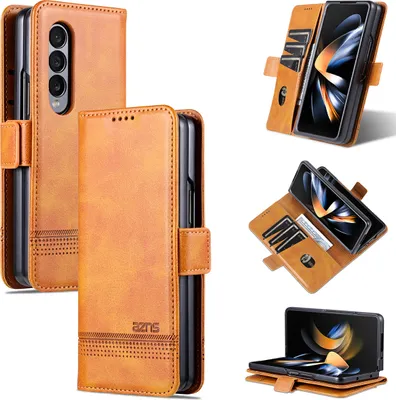 Obrázek produktu pro Galaxy Z Fold3 Pouzdro, Peněženka s Magnetickým Uzávěrem a Stojánkem, Kožené Flip Pouzdro pro Samsung Galaxy Z Fold 3 5G Žluť