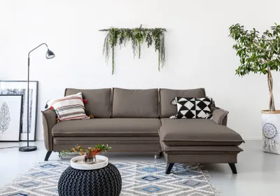 Produktbild von MIUFORM Charming Charlie - Ecksofa mit Bettfunktion und Bettkasten L-FORM RECHTS - 228x150cm - Braun - Sofa Schlafsofa Couch