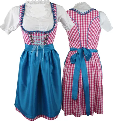 Produktbild von 1-teiliges Midi-Dirndl Landhaus Kleid ohne Bluse Dirndel Pink kariert, Größe:34