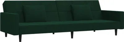 Produktbild von Schlafsofa 2-Sitzer mit 2 Kissen Dunkelgrün Samt