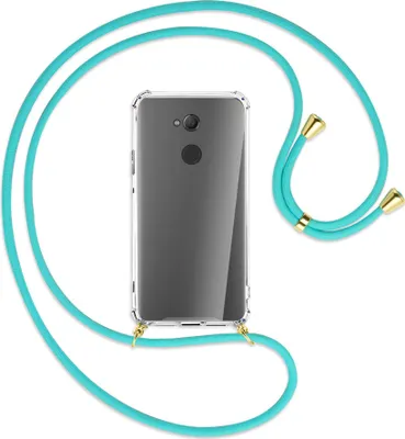 Produktbild von Handykette Backcover-Schutzhülle mit Band (Metall goldfarben) für Sony Xperia XA2 Ultra - türkis