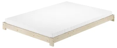 Produktbild von Niederflurbett Doppelbett 140x200 Fichte massiv unbehandelt mit wählbarem Zubehör V-60.85N-14Rollrost und Matratze inkl.