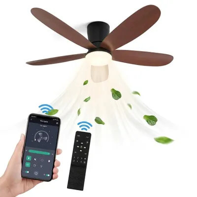 Produktbild von Ø106CM Deckenventilator mit LED Beleuchtung Smart App Fernbedienung Dimmbar 6 Windstufen, 3 Modi, Timer, 35W Leise LED Deckenleuchte mit Ventilator