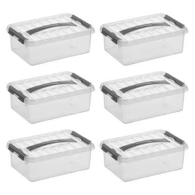 Image de Sunware Q-line Boîte de rangement transparente/grise 4 litres - lot de 6 pièces