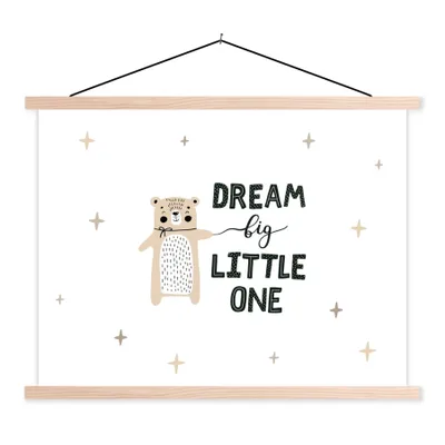 Produktbild von MuchoWow® Textilposter Zitate - Dream big little one - Sprichwörter - Kinder - Baby - Jungen - Mädchen 60x45 cm mit holzfarbenen Rahmen - Bild