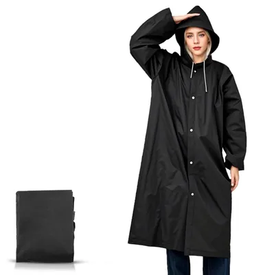 Produktbild von Omgoods – Wiederverwendbarer Regenponcho für Erwachsene mit Kapuze – leicht