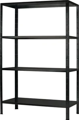 Produktbild von SCHULTE Regalwelt Steckregal mit 4 PowerMAX Fachböden, 65 kg Tragkraft, 180x100x35 cm (HxBxT), schwarz-Struktur, Lagerregal, Werkstattregal