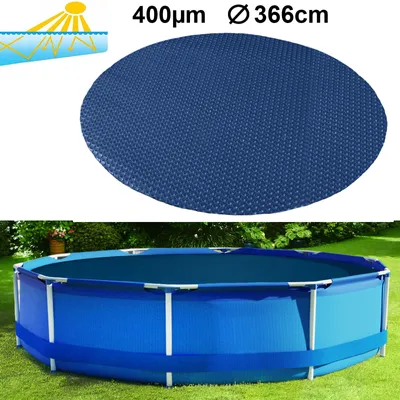 Produktbild von 400µm Pool Solarplane Poolheizung Solarfolie Abdeckung Rund Blau Schwarz 366cm