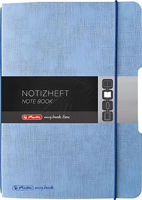 Produktbild von Herlitz Notizheft flex A6 40 Bl. LeinenoptikMix hellbl.